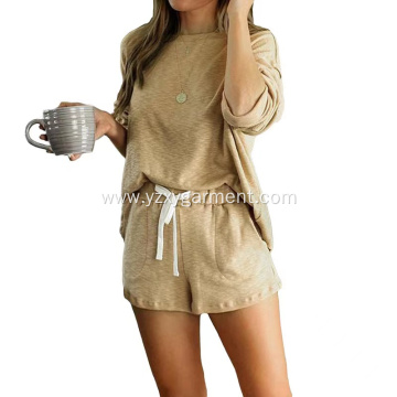 Cropped Knit Deep V Neck Pajamas